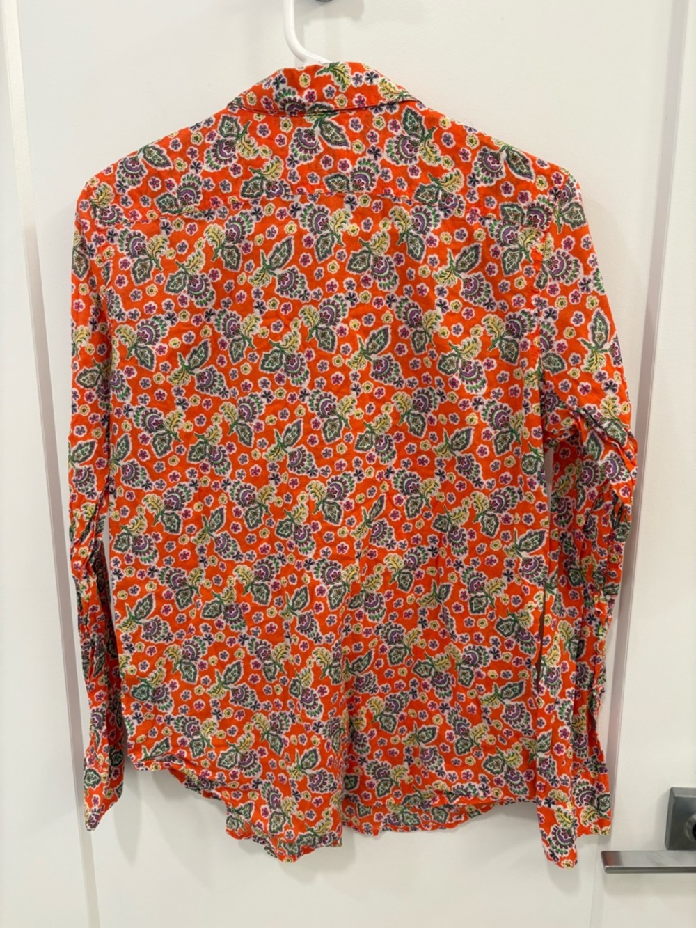 Lauren Ralph Lauren Cotton Orange Paisley Floral Button Down Size Medium - Picture 8 of 11